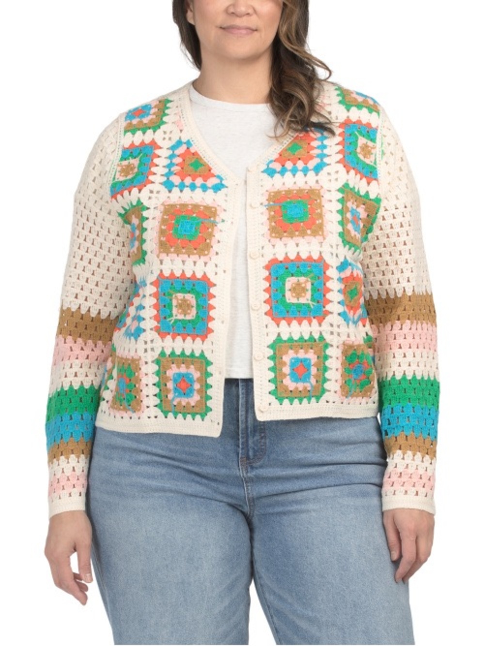 LIV LOS ANGELES
Plus Crochet Squares Cardigan